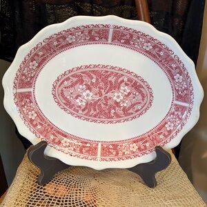 Vintage Syracuse China oval serving platter in the Strawberry Hill pattern
